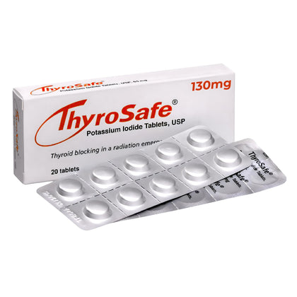 Comprimés d'Iodure de Potassium THYROSAFE 130mg, emballage avant