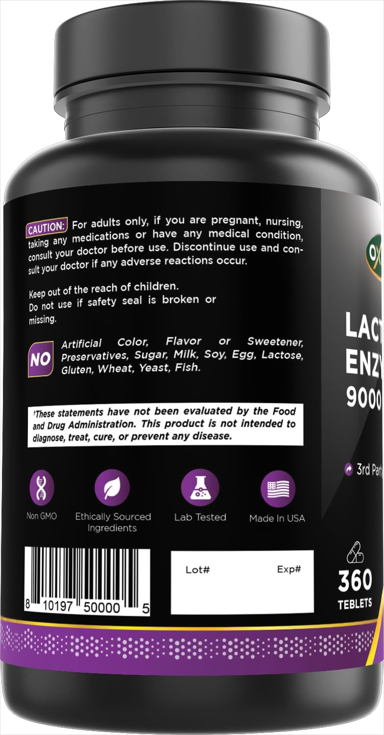 Comprimés d'Oxify Lactase Enzyme 9000 FCC ALU dans une main