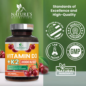 Comprimés D3 K2 Nature's Nutrition dans une main