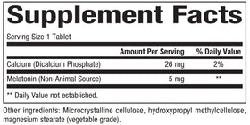 Comprimés de Bioclinic Naturals Mélatonine 5 mg sur une surface blanche