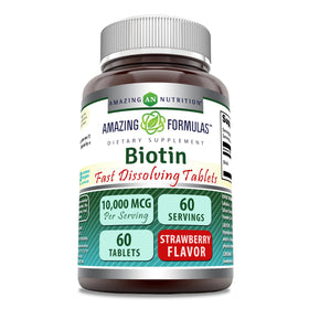 Comprimés de biotine 10 000 mcg Amazing Nutrition en vue de face