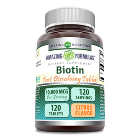 Comprimés de biotine 10 000 mcg Amazing Nutrition vue de face