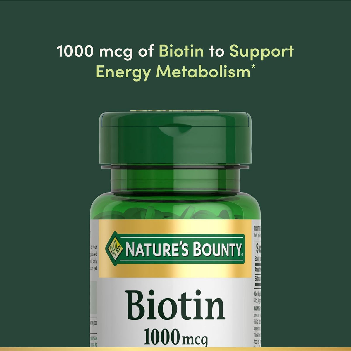 Comprimés de Biotine Nature's Bounty prêts à être pris