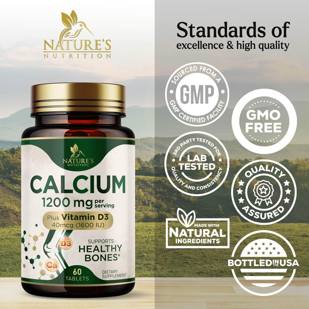 Comprimés de Calcium 1200 mg avec Vitamine D3 - prise en main