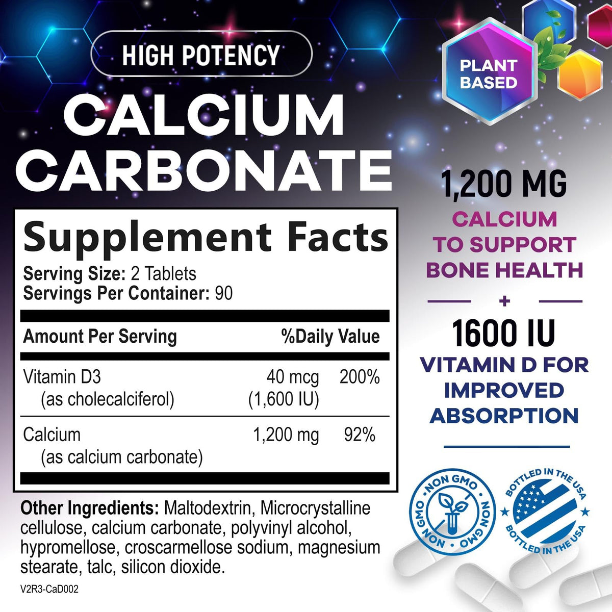 Comprimés de Calcium 1200 mg Nature's Peak sur une surface blanche