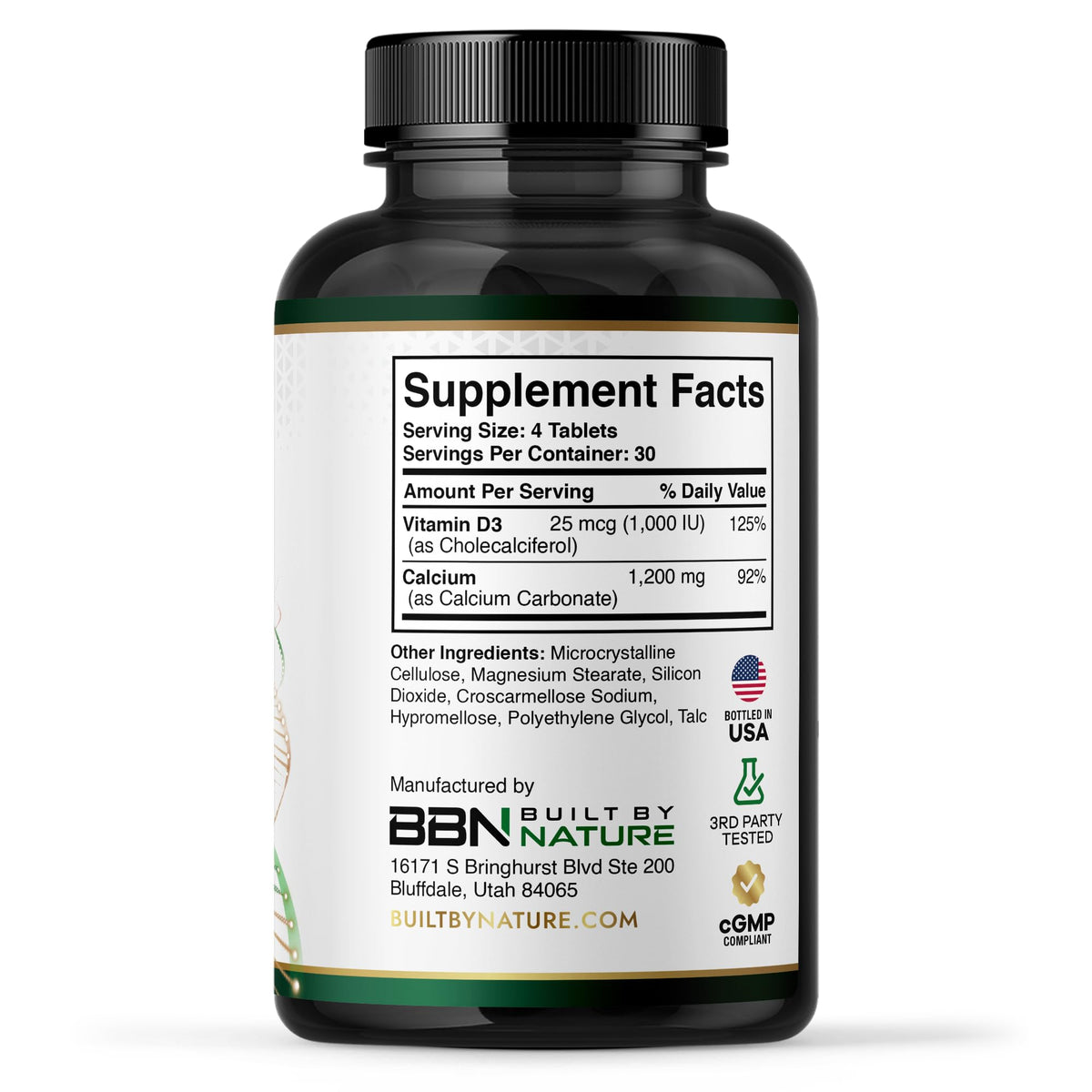 Comprimés de calcium 1200mg avec vitamine D3 dans une main