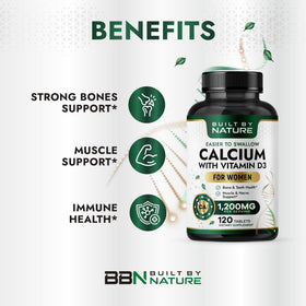 Comprimés de calcium 1200mg avec vitamine D3 sur une surface blanche