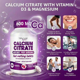 Comprimés de Calcium Citrate Shiny Leaf sur une table