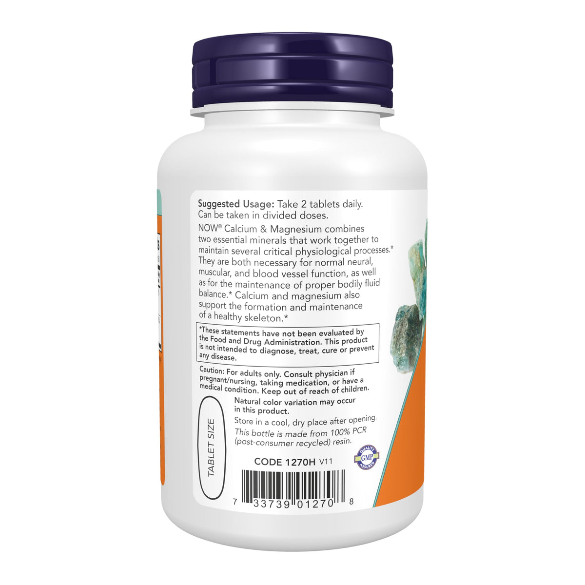 Comprimés de Calcium et Magnésium NOW Foods sur un fond blanc