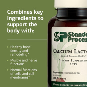 Comprimés de Calcium Lactate Standard Process sur une surface blanche