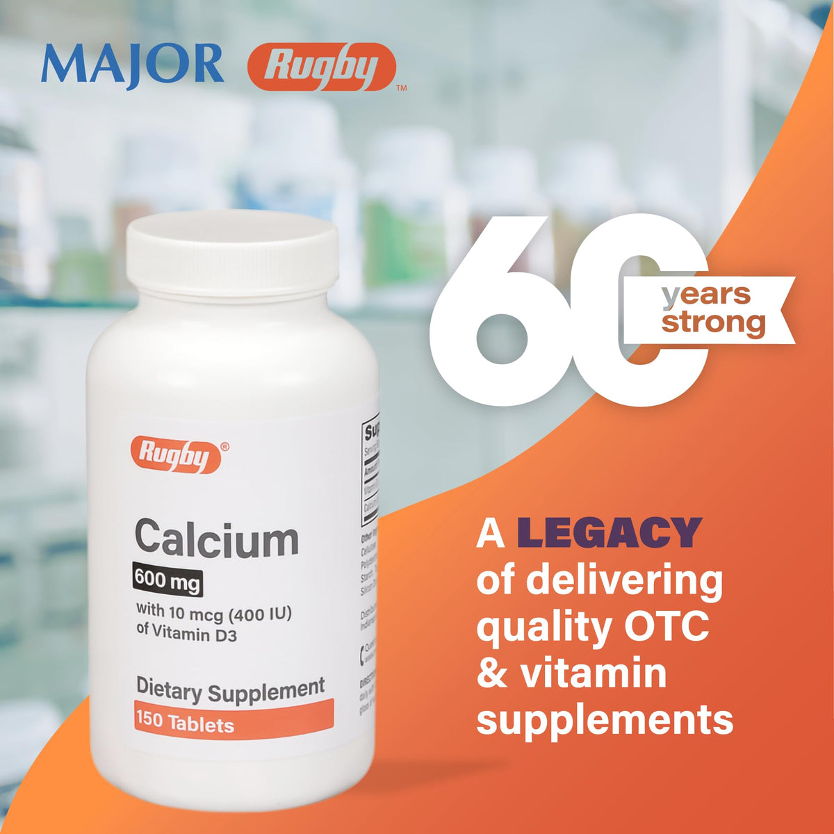 Comprimés de Calcium MAJOR 600 mg vue arrière de la boîte