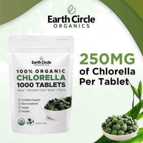 Comprimés de chlorella bio Earth Circle Organics, vue de dessus