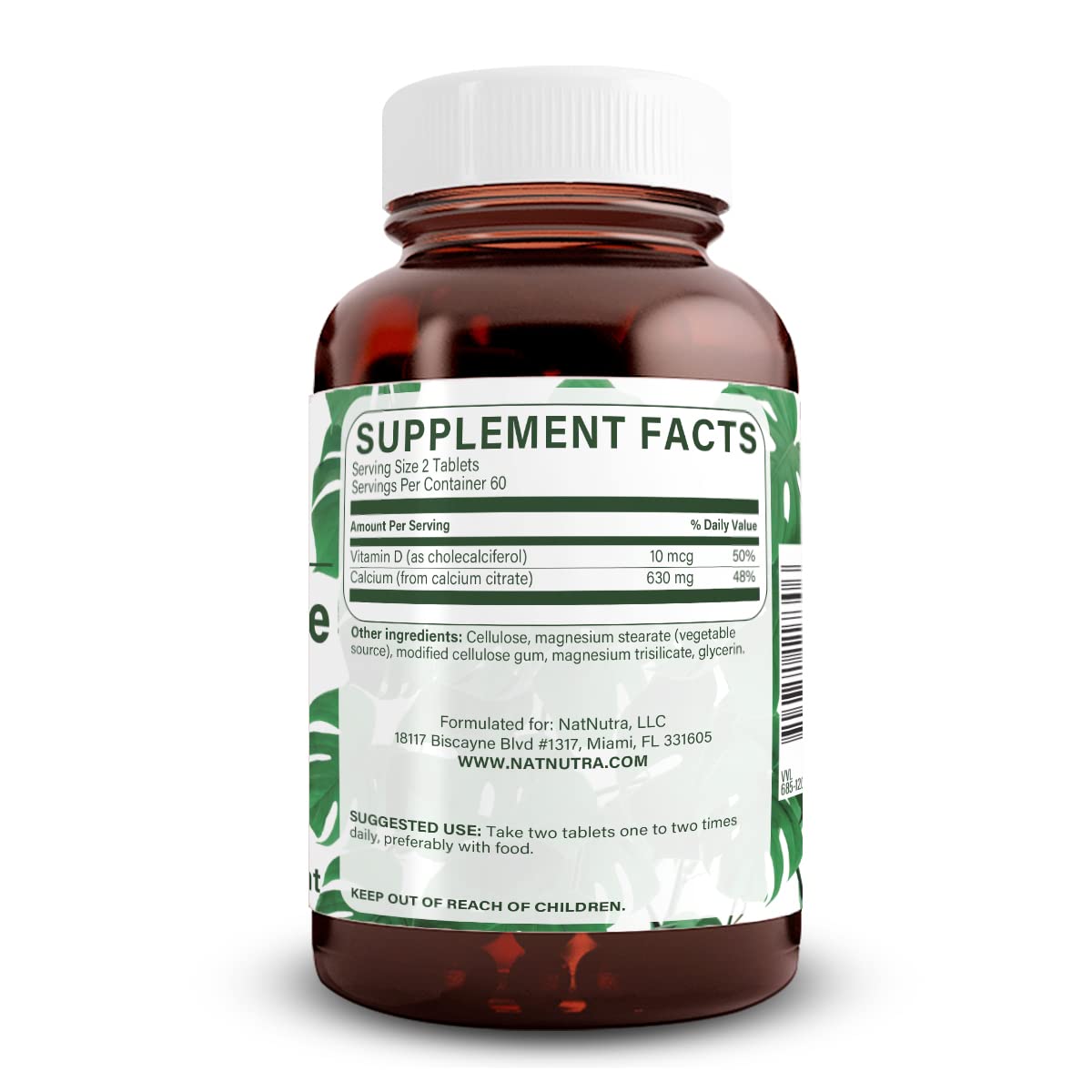 Comprimés de citrate de calcium avec vitamine D3 Natural Nutra sur une surface