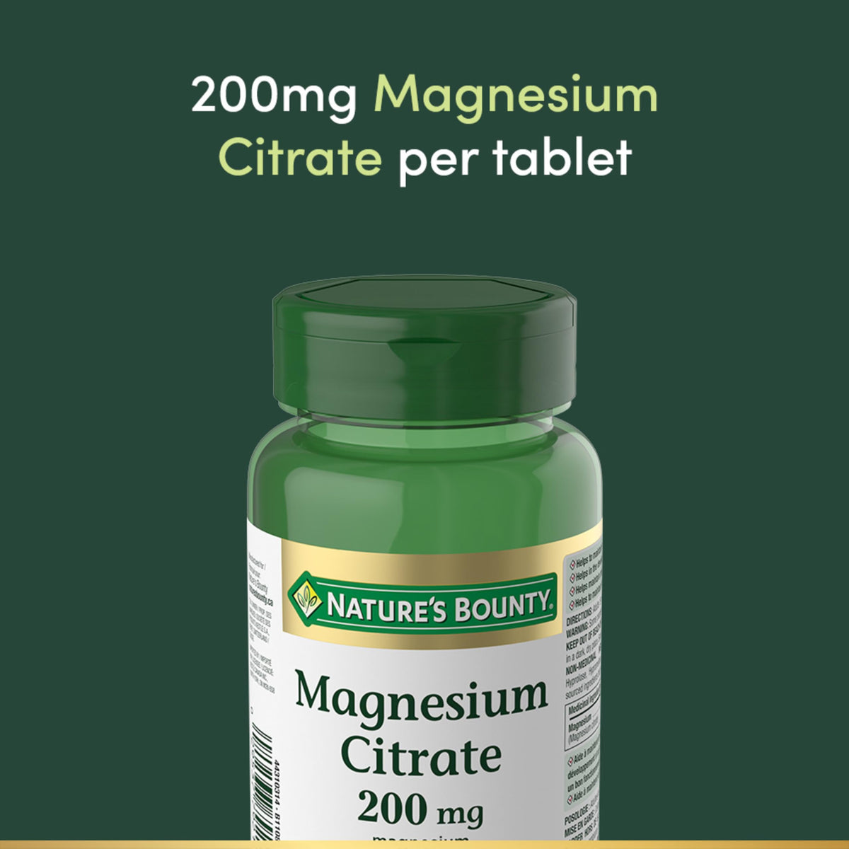 Comprimés de citrate de magnésium Nature's Bounty dans un environnement naturel