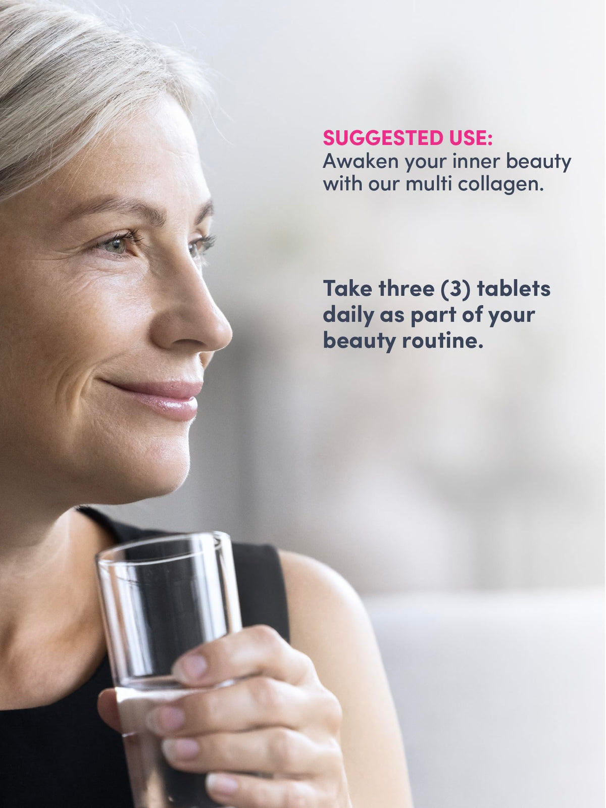 Comprimés de collagène NeoCell Advanced affichés sur un fond neutre