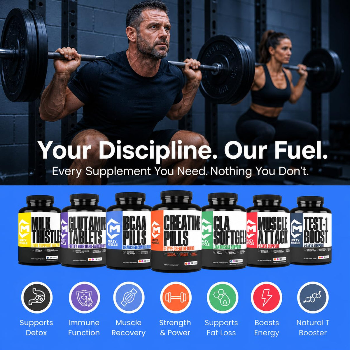 Comprimés de Crazy Muscle BCAA dans un bol