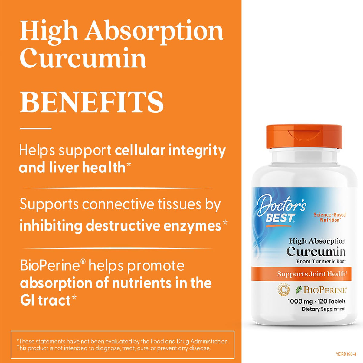 Comprimés de curcuma Curcumin de Doctor's BEST dans le flacon