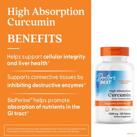 Comprimés de curcuma Curcumin de Doctor's BEST dans le flacon