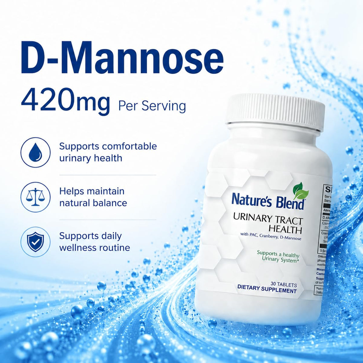Comprimés de D-Mannose et Cranberry Nature's Blend