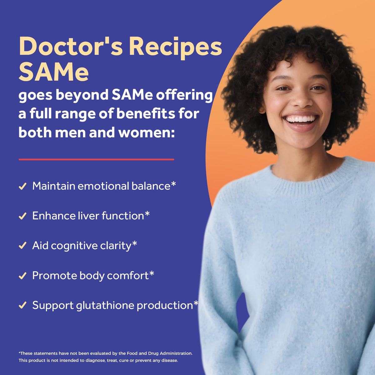Comprimés de Doctor's Recipes SAM-e 200 mg sur une table
