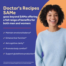 Comprimés de Doctor's Recipes SAM-e 200 mg sur une table