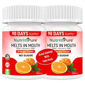 Comprimés de fer NutritiPure 18 mg saveur orange, emballage avant