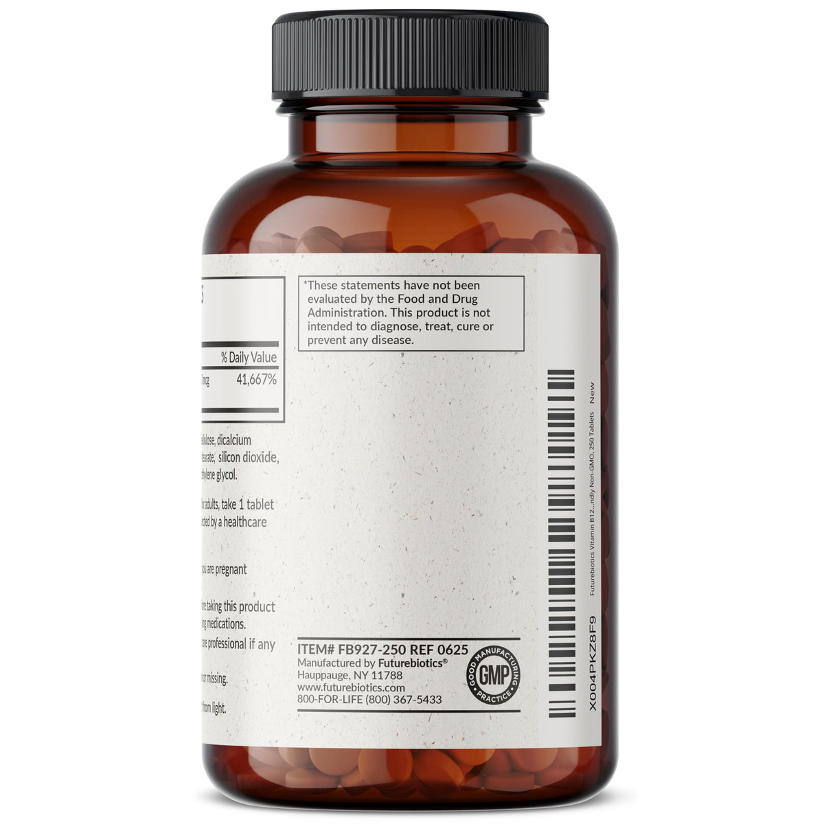 Comprimés de Futurebiotics Vitamine B12 1000 mcg en gros plan
