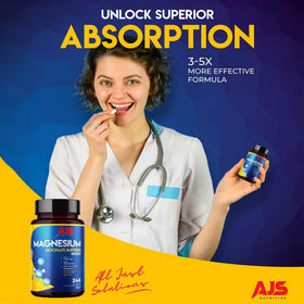 Comprimés de glycinate de magnésium AJS Nutrition avec revêtement organique