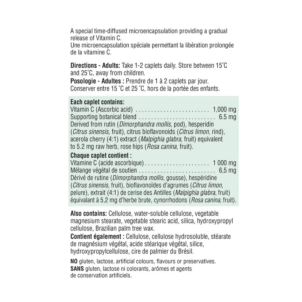 Comprimés de Jamieson Vitamine C 1 000 mg sur fond blanc