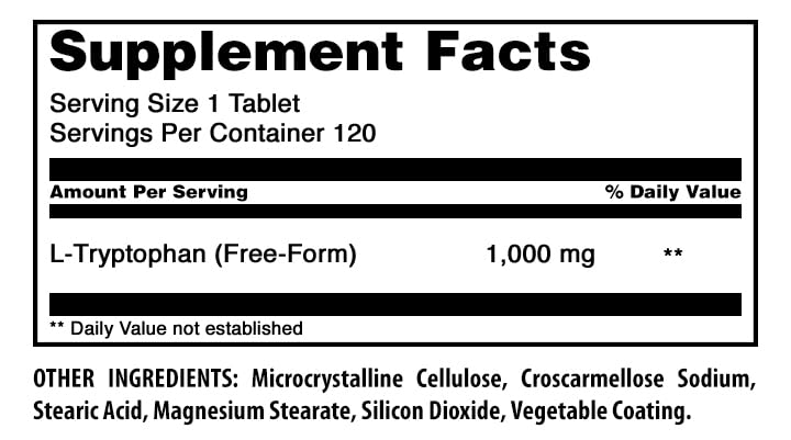 Comprimés de L-Tryptophan 1000mg Amazing Nutrition, vue de près