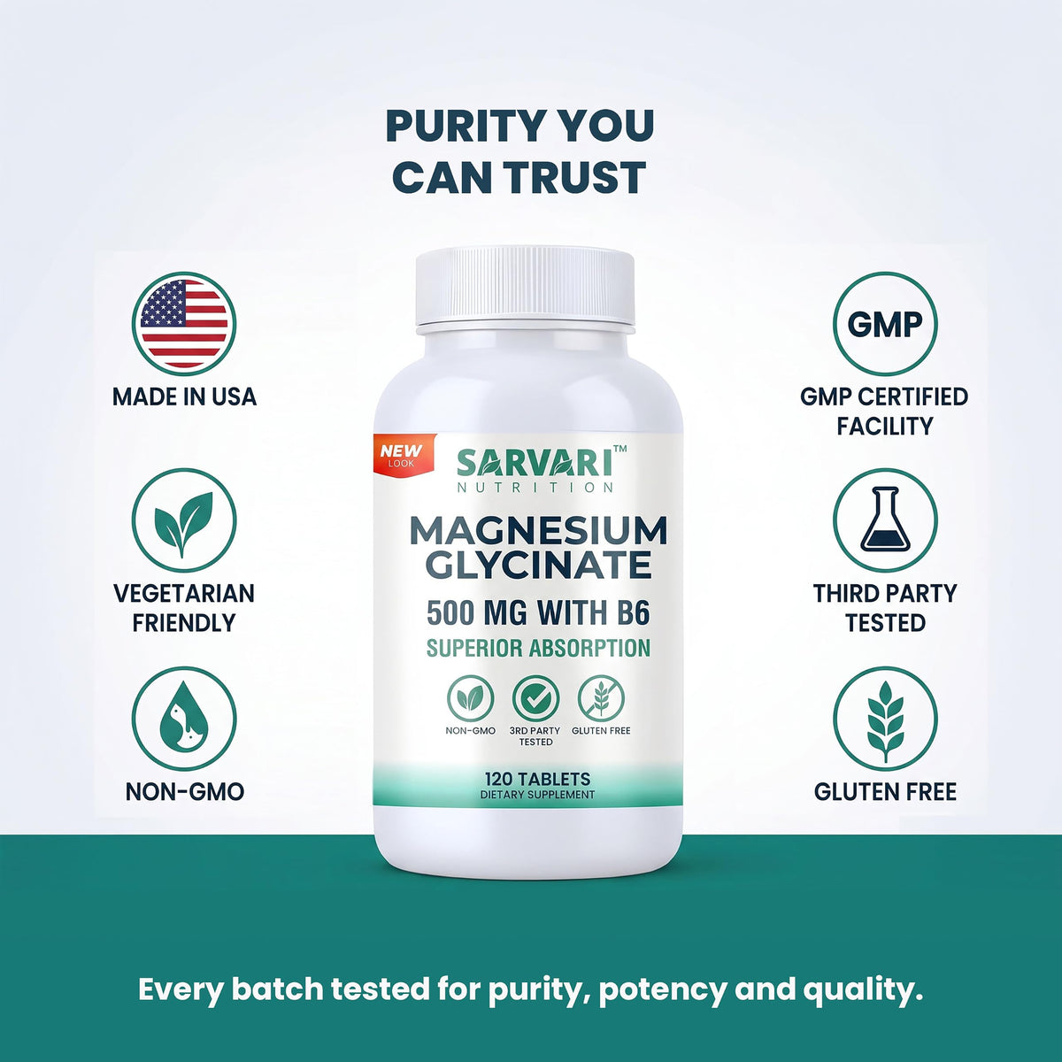 Comprimés de magnésium glycinate Sarvari Nutrition dans un environnement de santé