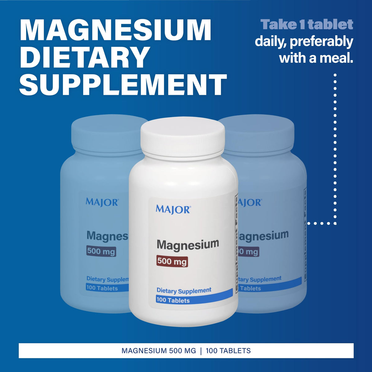 Comprimés de magnésium MAJOR 500mg en vue de près