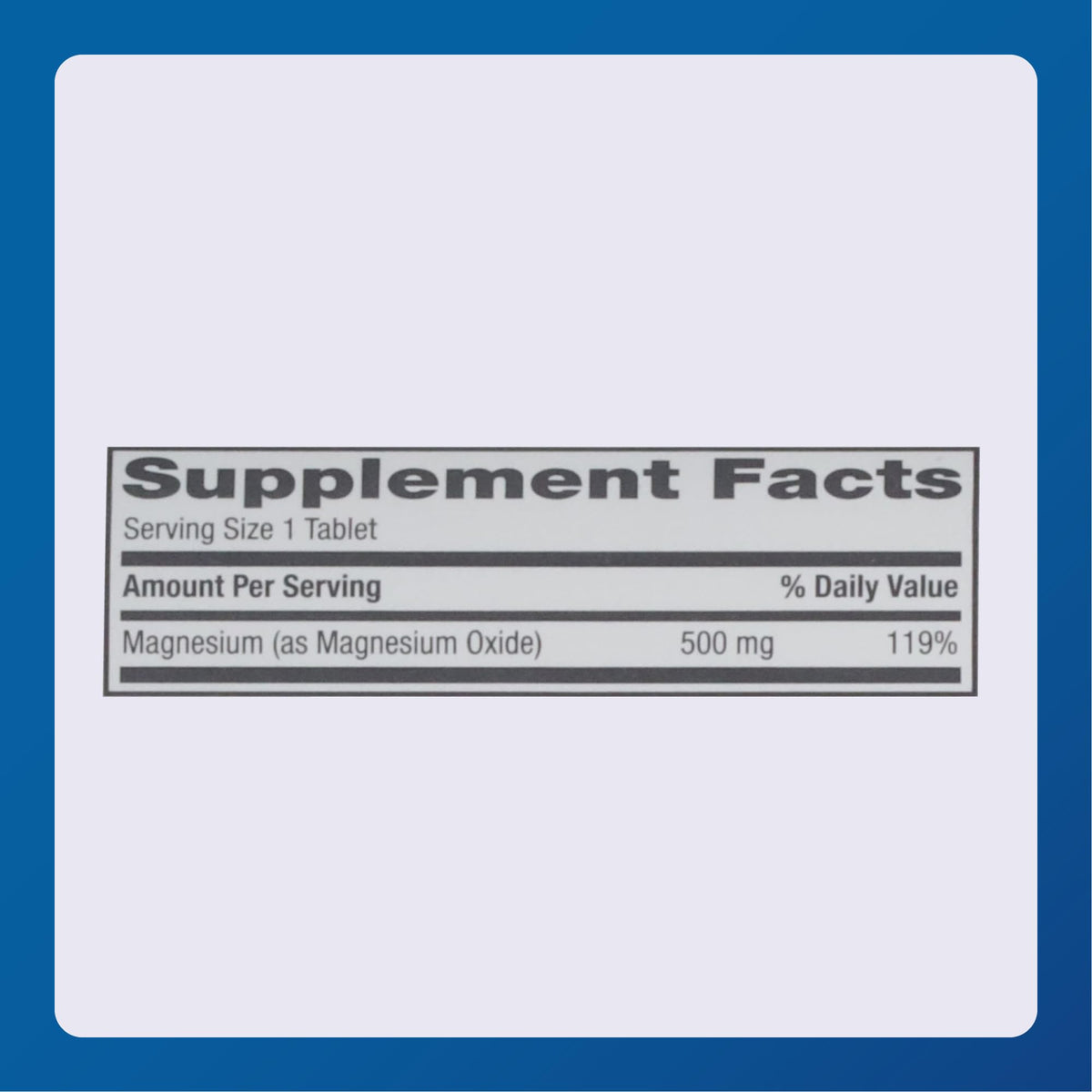 Comprimés de magnésium MAJOR 500mg, présentation sur une table