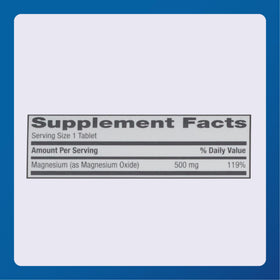 Comprimés de magnésium MAJOR 500mg, présentation sur une table