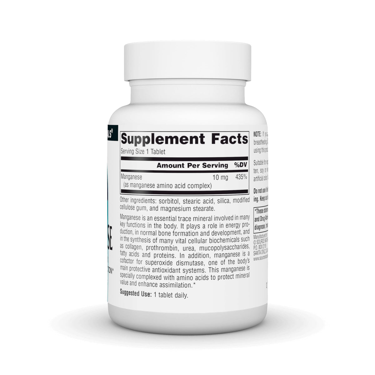 Comprimés de Manganèse Source Naturals - détail du comprimé