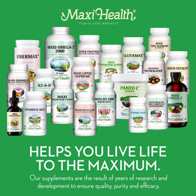 Comprimés de Maxi Health Calcium 1000 mg avec D3 et Magnésium dans un verre d'eau