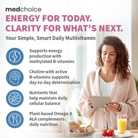 Comprimés de MEDCHOICE Complément Alimentaire dans un verre d'eau
