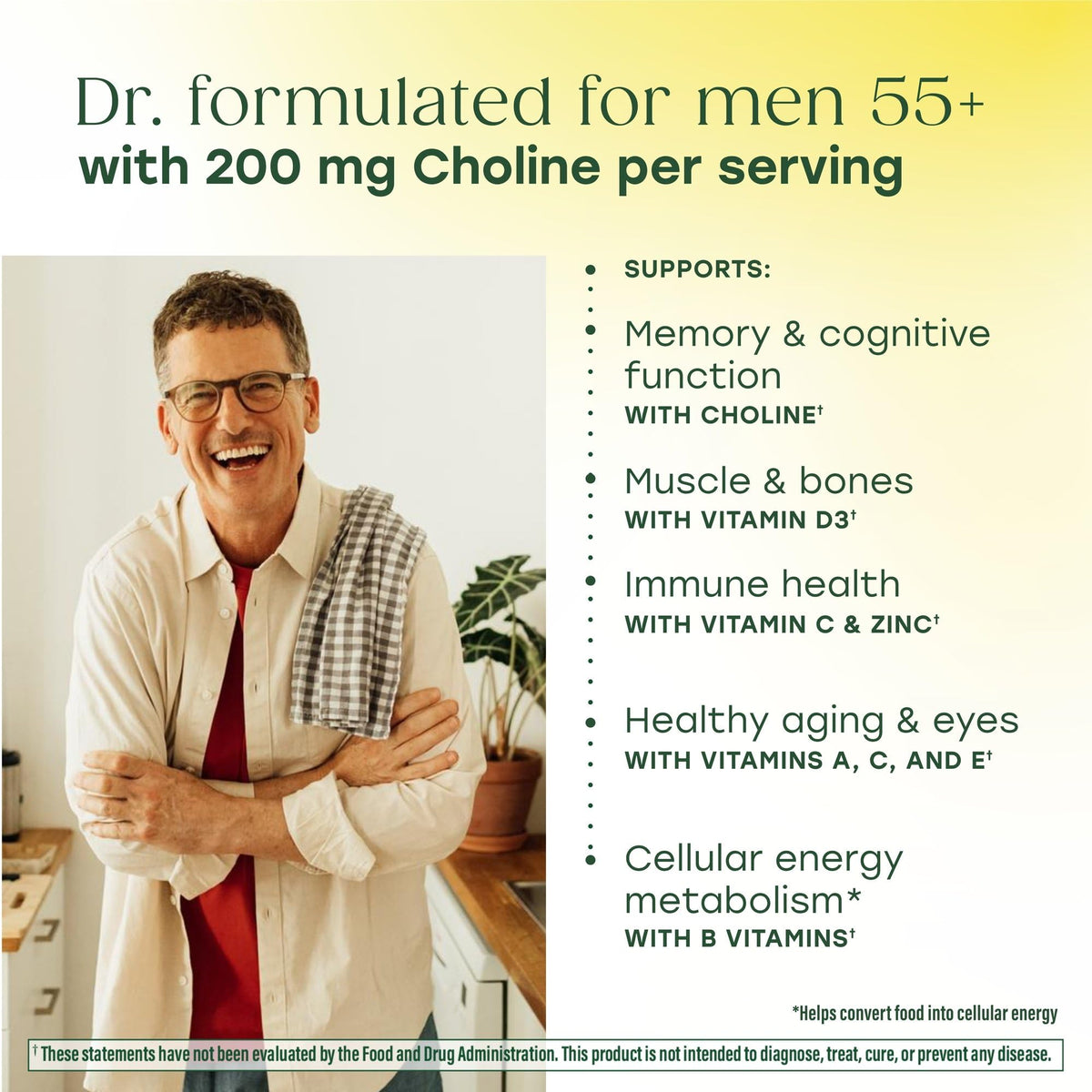 Comprimés de MegaFood Multivitamine Avancée pour Hommes 55+ dans une main
