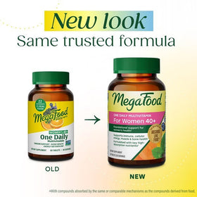 Comprimés de MegaFood Multivitamine One Daily Femme 40+ sur une table