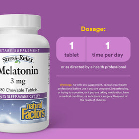 Comprimés de Melatonin 3 mg Natural Factors, vue rapprochée