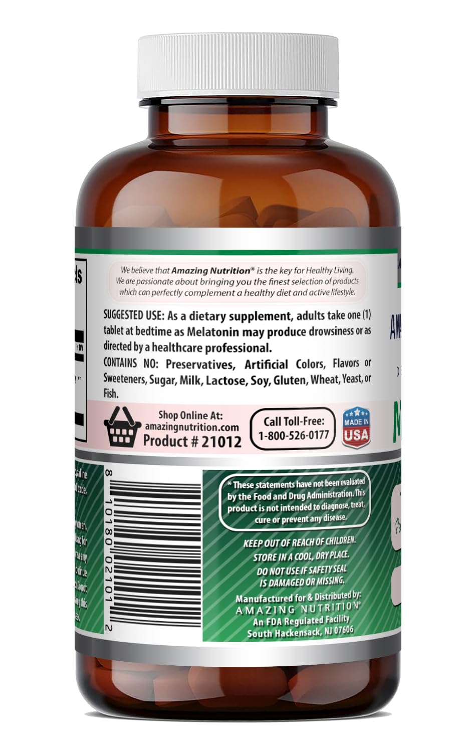 Comprimés de mélatonine 10 mg Amazing Nutrition dans une main