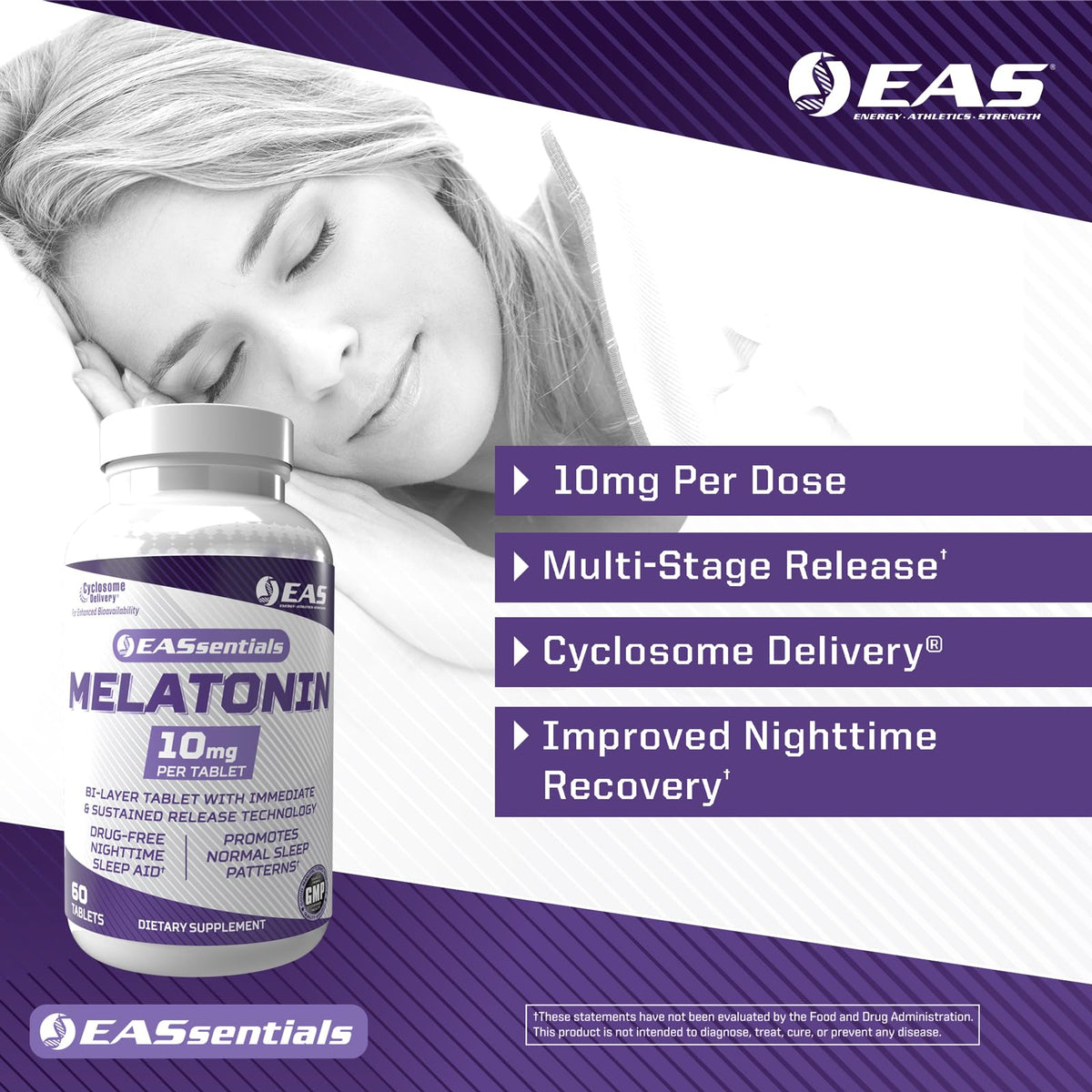 Comprimés de mélatonine 10mg, vue arrière de l'emballage