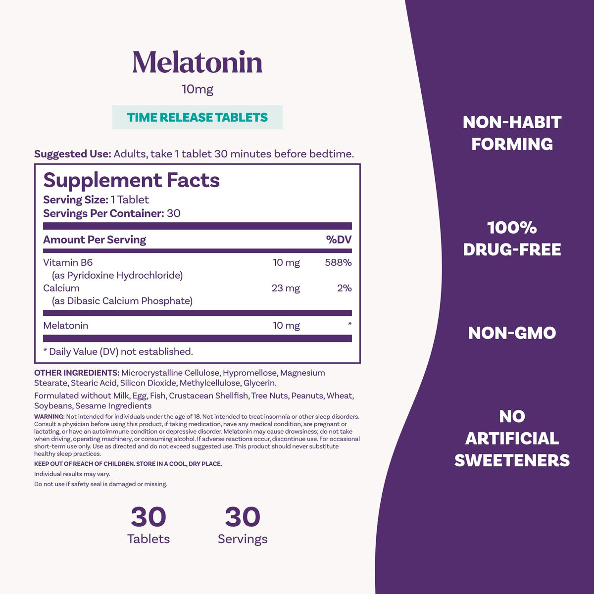 Comprimés de mélatonine Natrol 10 mg avec verre d'eau