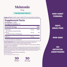 Comprimés de mélatonine Natrol 10 mg avec verre d'eau