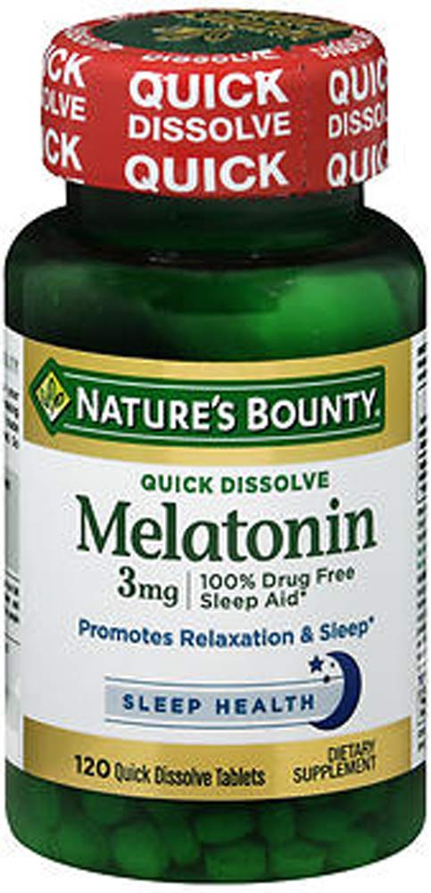 Comprimés de mélatonine Nature's Bounty 120 ct, vue de face