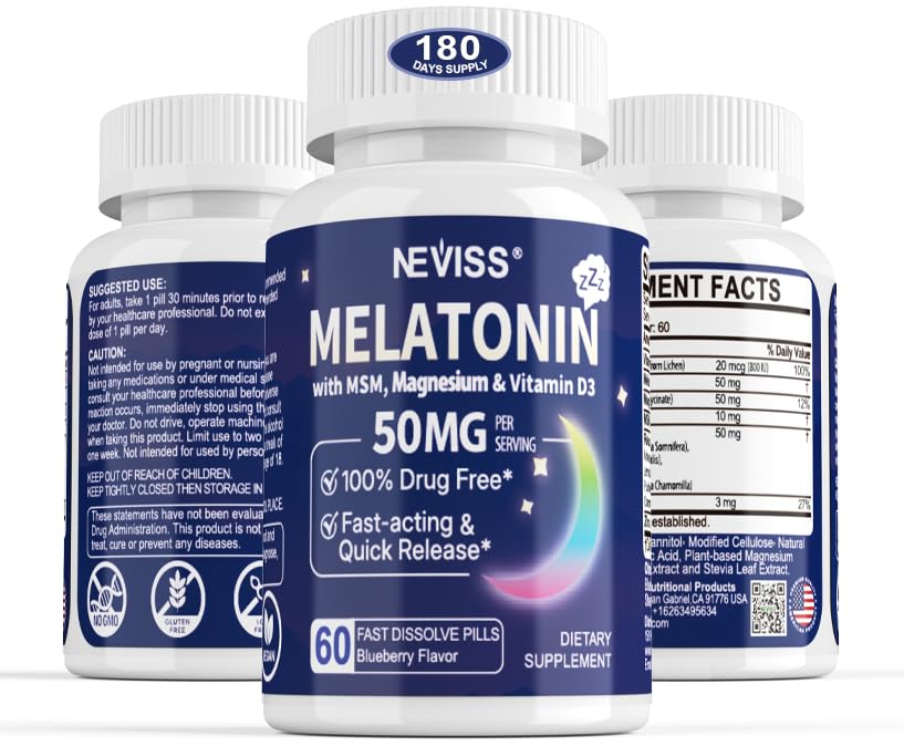Comprimés de mélatonine NEVISS 50mg vue de face