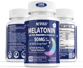 Comprimés de mélatonine NEVISS 50mg vue de face
