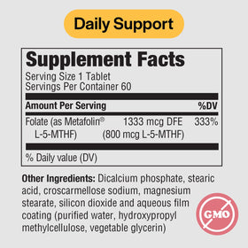 Comprimés de Methylfolate 800 mcg PureFormulas sur une table