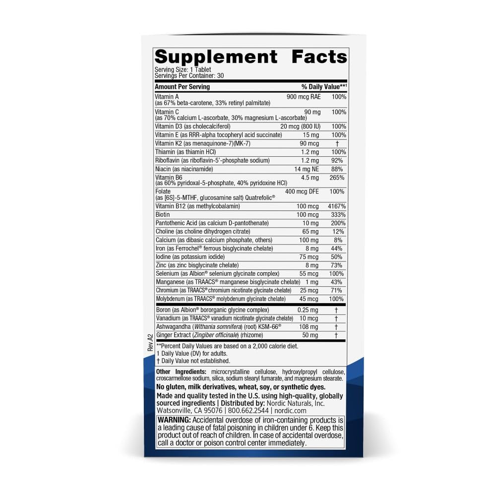 Comprimés de Multivitamine Femme One Daily Nordic Naturals sur un fond blanc