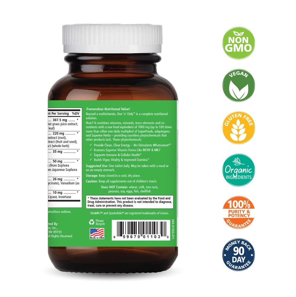 Comprimés de multivitamine One n Only PURE ESSENCE LABS sur fond blanc